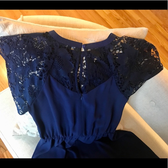 Blue lace sleeve dress, fit and flare Sz S - Picture 4 of 4